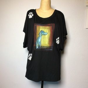Bella Black T-Shirt with Graphics of Blue Dog